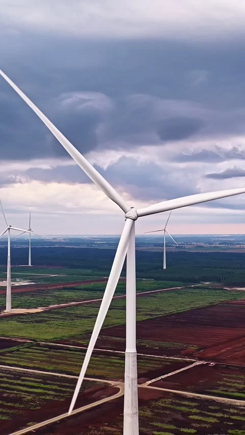 Wind Turbine Above Agricultural Fields Stock Footage 341764151