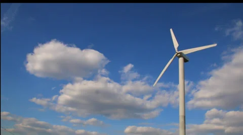 Wind Turbine against cloudy sky Stock Footage 38009386
