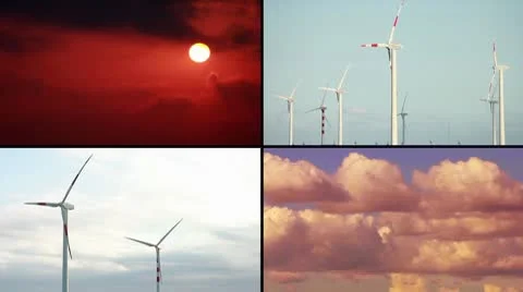 Wind turbine and clouds composition Video stock 8952788