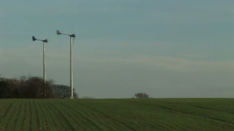 Wind turbine and fields 스톡 동영상 34140366