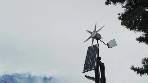 Wind turbine and solar panel Vidéo 338398146