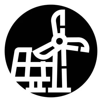 Wind turbine and solar panel renewable energy icon Stock Illustration