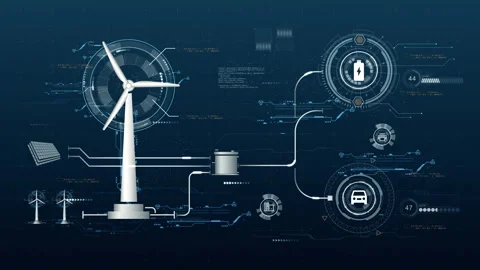 Wind turbine and solar power make alternative energy and eco power concept Stock Footage 242525489