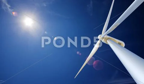 Wind turbine and sun from below Stock Illustrationen