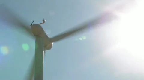 Wind turbine and sun. Stock Footage 10835288