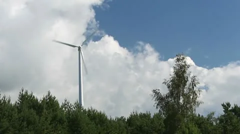 Wind Turbine and a Tree Stock Footage 10572673