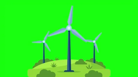 Wind turbine animation green screen renewable energy concept footage clip Stock Footage 342087425