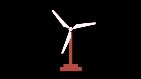 Wind Turbine Animation | Rotating Windmill with Transparent Alpha Background Stock Footage 309472360
