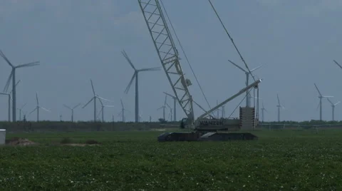 Wind turbine assembly crane 1 Stock Footage 40671354