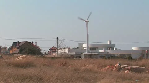 Wind turbine. Autonomous house. Stock Footage 10839611