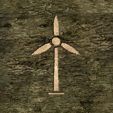 Wind turbine on bark Stock Illustration