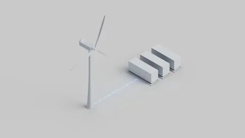 Wind Turbine Battery Charging System Isometric Looping Video 動画素材 283383284