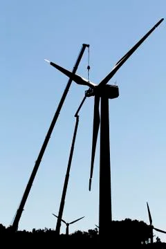 Wind turbine being repaired Stock Photos
