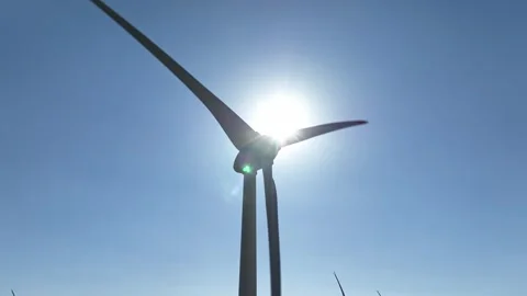 Wind Turbine Blocking Sun Stock Footage 252310596