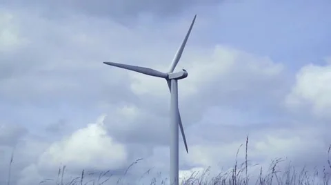 Wind turbine blowing grass Stock Footage 45885639