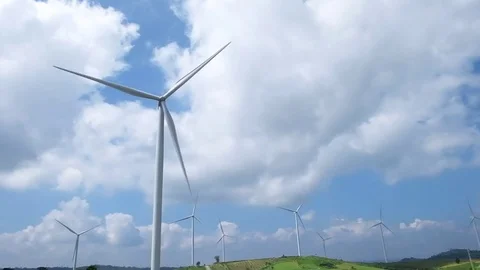 Wind turbine with blue sky background, wind energy. Stock Footage 81574337