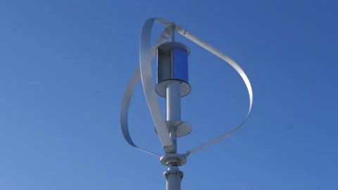 Wind turbine blue sky in the background. Alternative energy and clean energy. Stock Footage 148117786