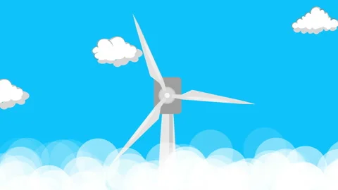Wind turbine on blue sky background Stock Footage 150683515