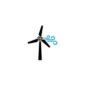 Wind turbine with blue wind flow Stock Illustration