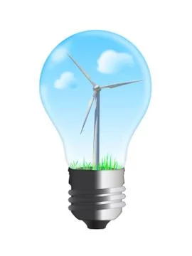 Wind turbine in bulb Stock Illustration