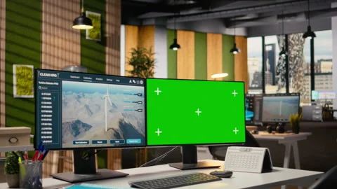 Wind turbine CAD design software on green screen computer Stock Footage 315612108