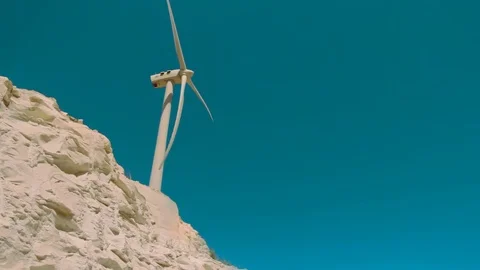  wind turbine on the cliff Video stock 79425442