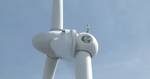 Wind Turbine - Close Up - Hub and Nacelle - Blue Sky Stock Footage 74284734