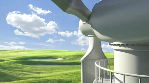 Wind Turbine Close-Up, Loopeable, matte channel Stock Footage 33445912