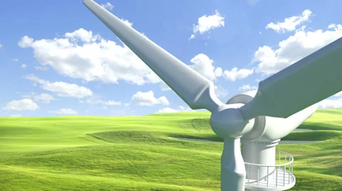 Wind Turbine Close-Up, Loopeable, matte channel Stock Footage 33446013