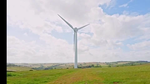 Wind Turbine Clouds Blue Sky Stock Footage 336466473