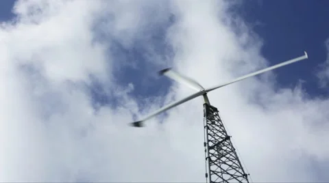 Wind Turbine Clouds Close Stock Footage 46178338