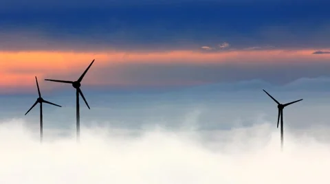 Wind turbine in clouds Stock Footage 57884085