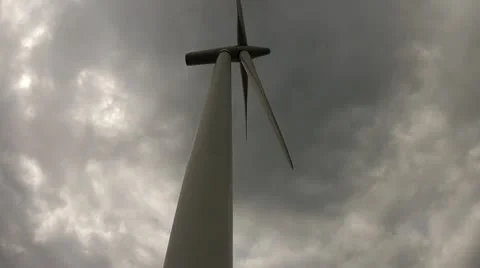 Wind Turbine on a Cloudy Day Stock Footage 11858295