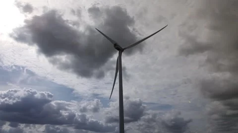 Wind Turbine with cloudy sky Stock Footage 42032829