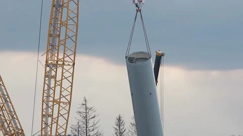 A wind turbine construction video Stock Footage 150024059