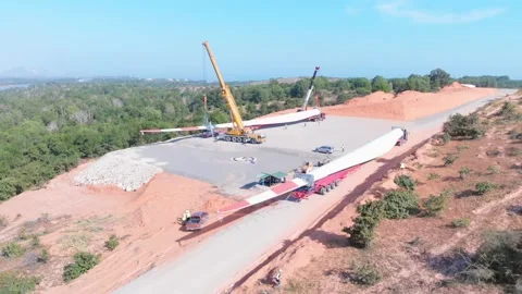 Wind turbine construction - Vietnam Stock Footage 161093657