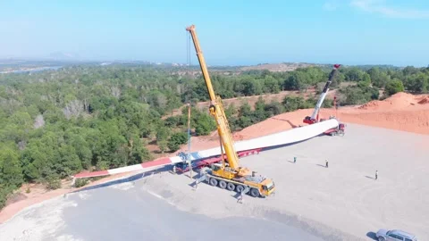 Wind turbine construction - Vietnam Stock Footage 161093661