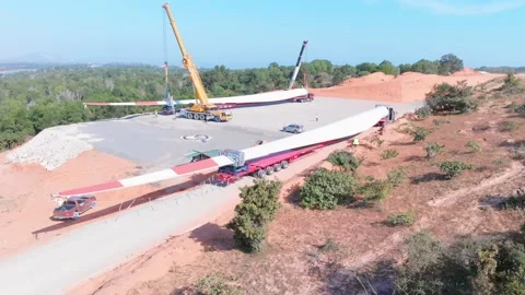 Wind turbine construction - Vietnam Stock Footage 161093663