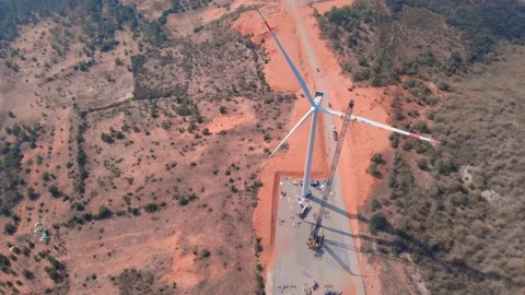 Wind turbine construction - Vietnam Stock Footage 161093726