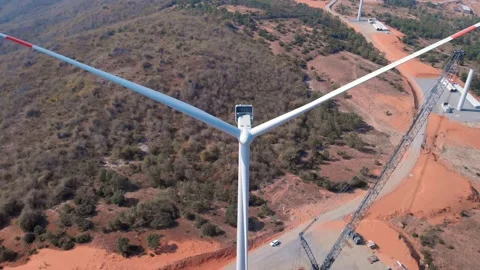 Wind turbine construction - Vietnam Stock Footage 161232426
