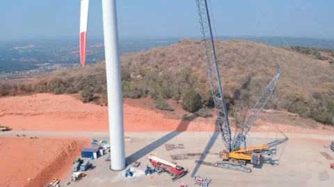Wind turbine construction - Vietnam Stock Footage 161232464