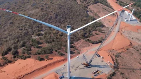 Wind turbine construction - Vietnam Stock Footage 161232490