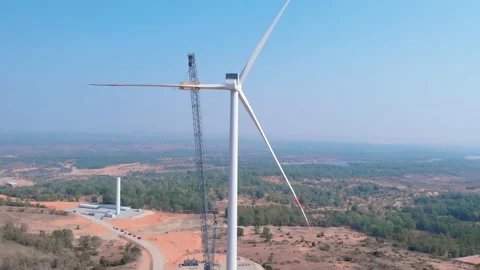 Wind turbine construction - Vietnam Stock Footage 161691780