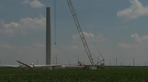 Wind turbine crane moved Stock Footage 40678752