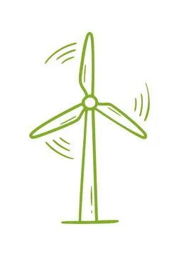 Wind turbine doodle icon. Vector doodle illustration icon isolated on white b Stock Illustration