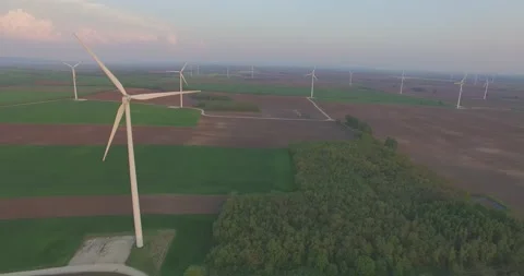 Wind Turbine dron move closer Stock Footage 231104877