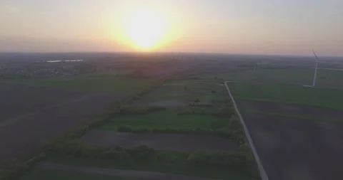 Wind Turbine dron sunset Stock Footage 231104903