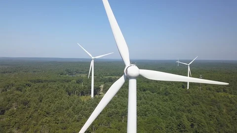Wind Turbine by Drone Close up - Rhode Island Vidéo 112547120