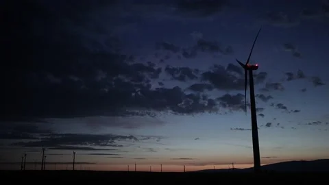 Wind turbine at dusk Stock Footage 194164860
