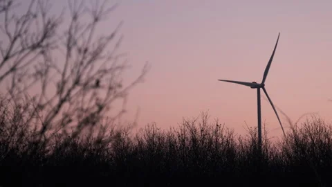 Wind Turbine at Dusk Stock Footage 282925710